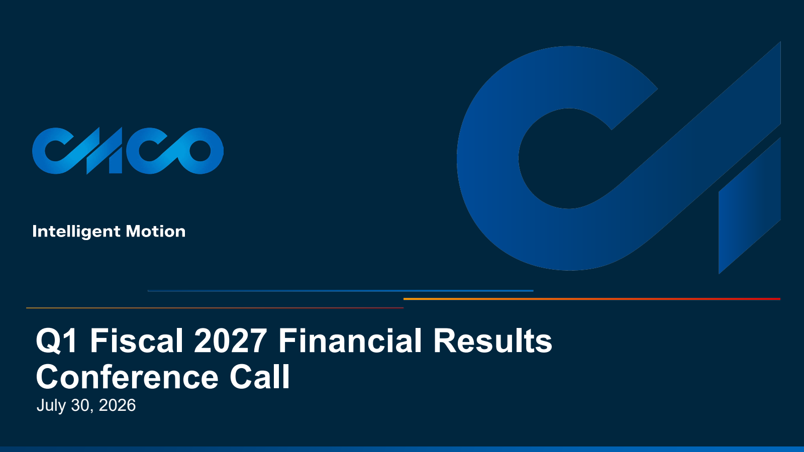Columbus McKinnon's Q1 2027 Slide Deck