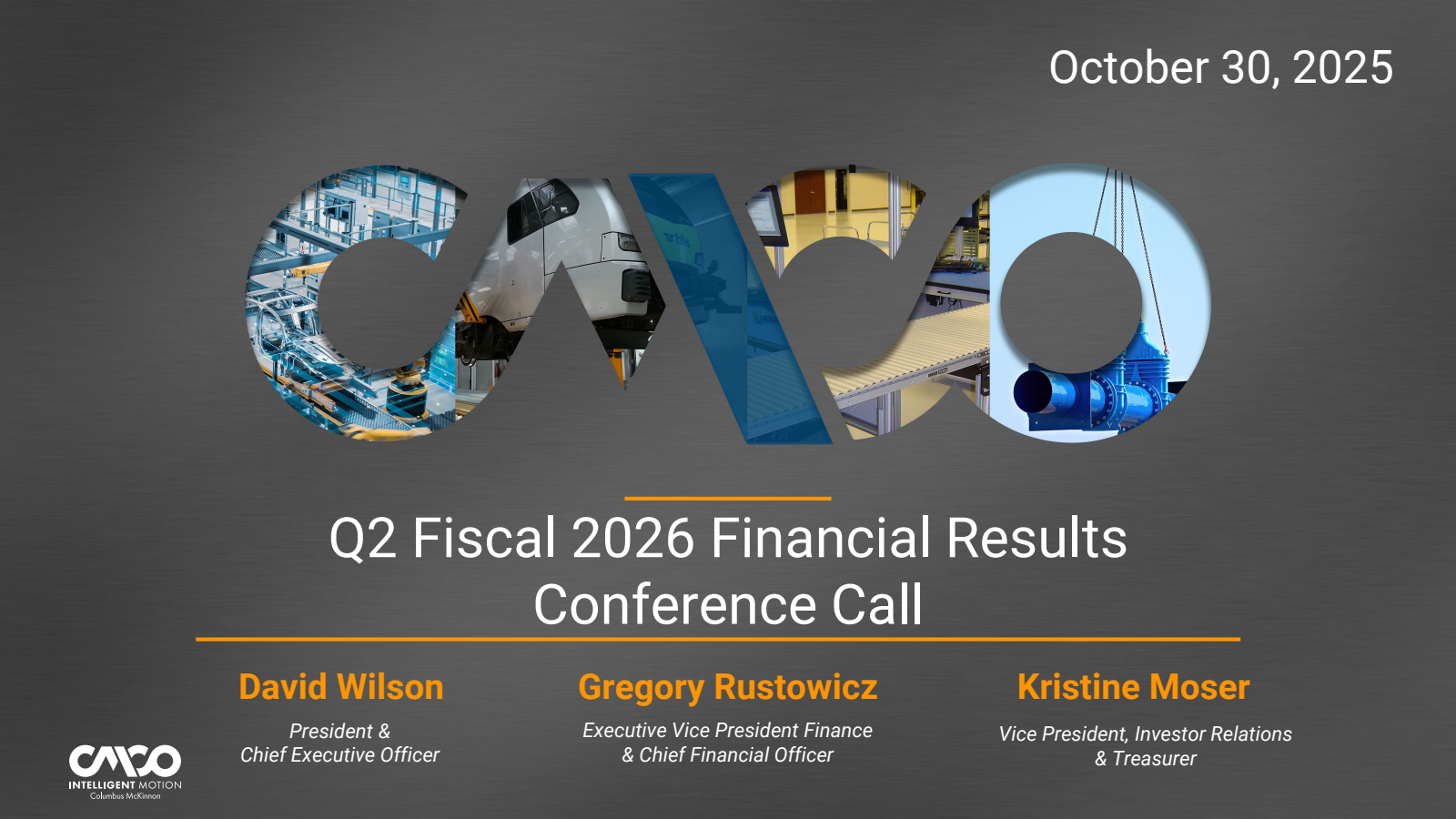 Columbus McKinnon's Q2 2026 Slide Deck