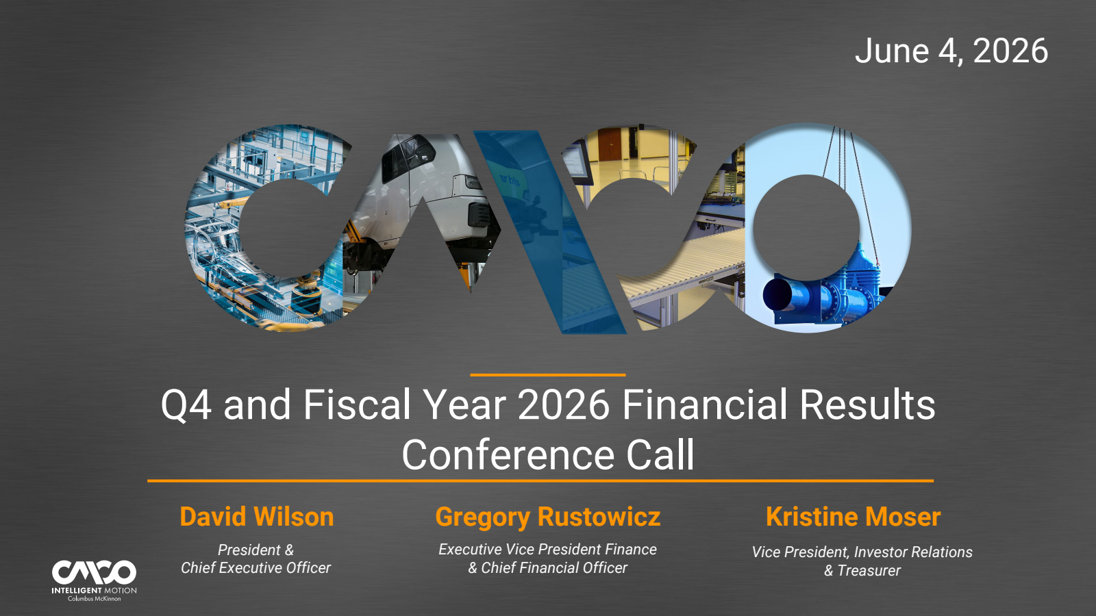 Columbus McKinnon's Q4 2026 Slide Deck