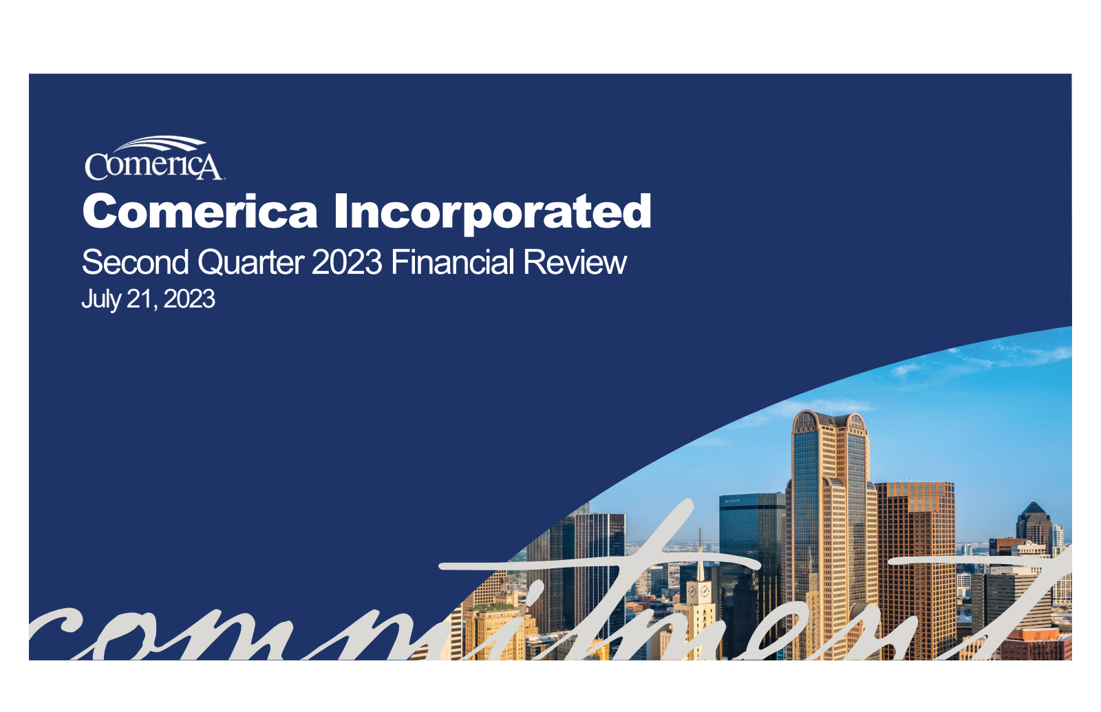 Comerica's Q2 2023 Slide Deck