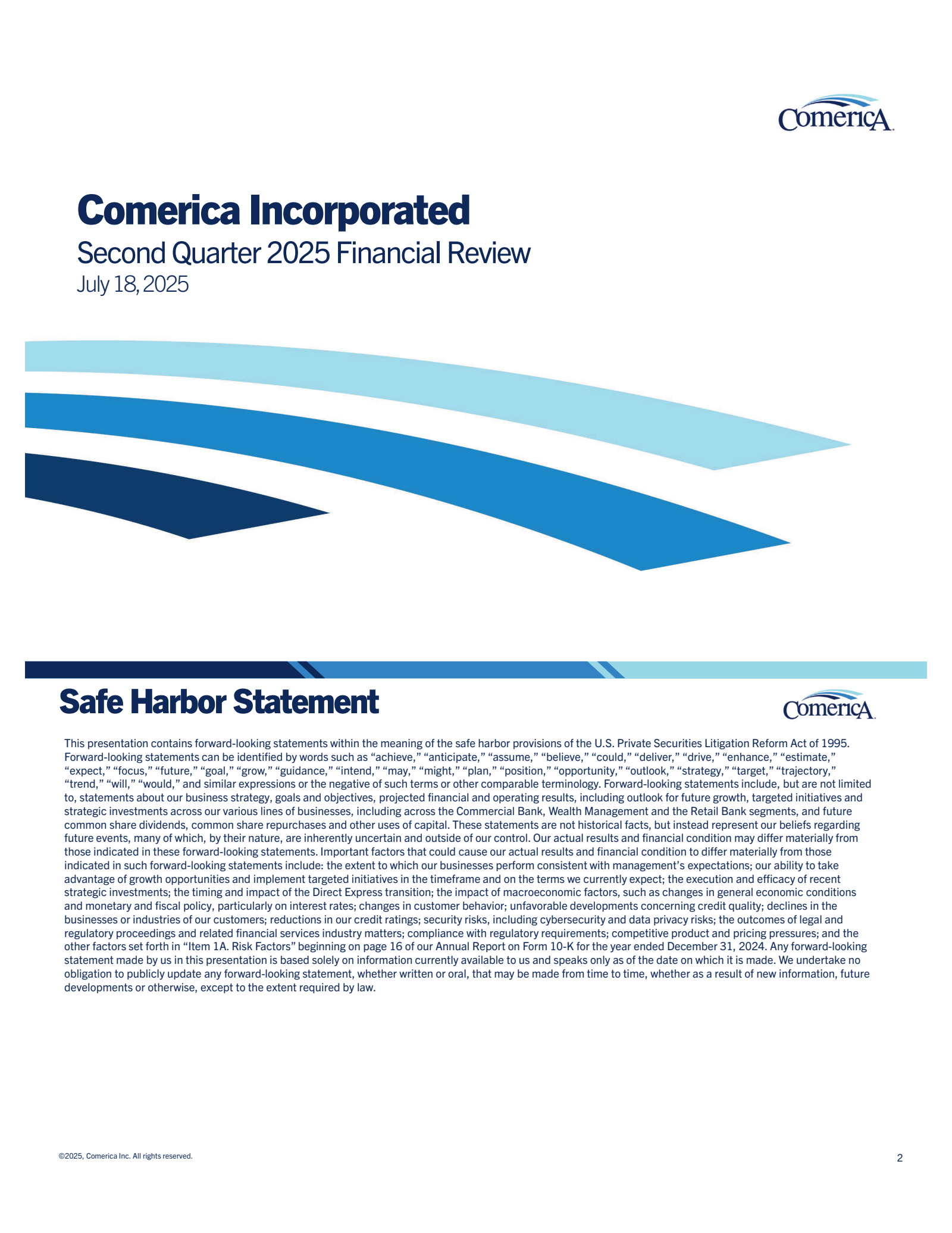 Comerica's Q2 2025 Slide Deck