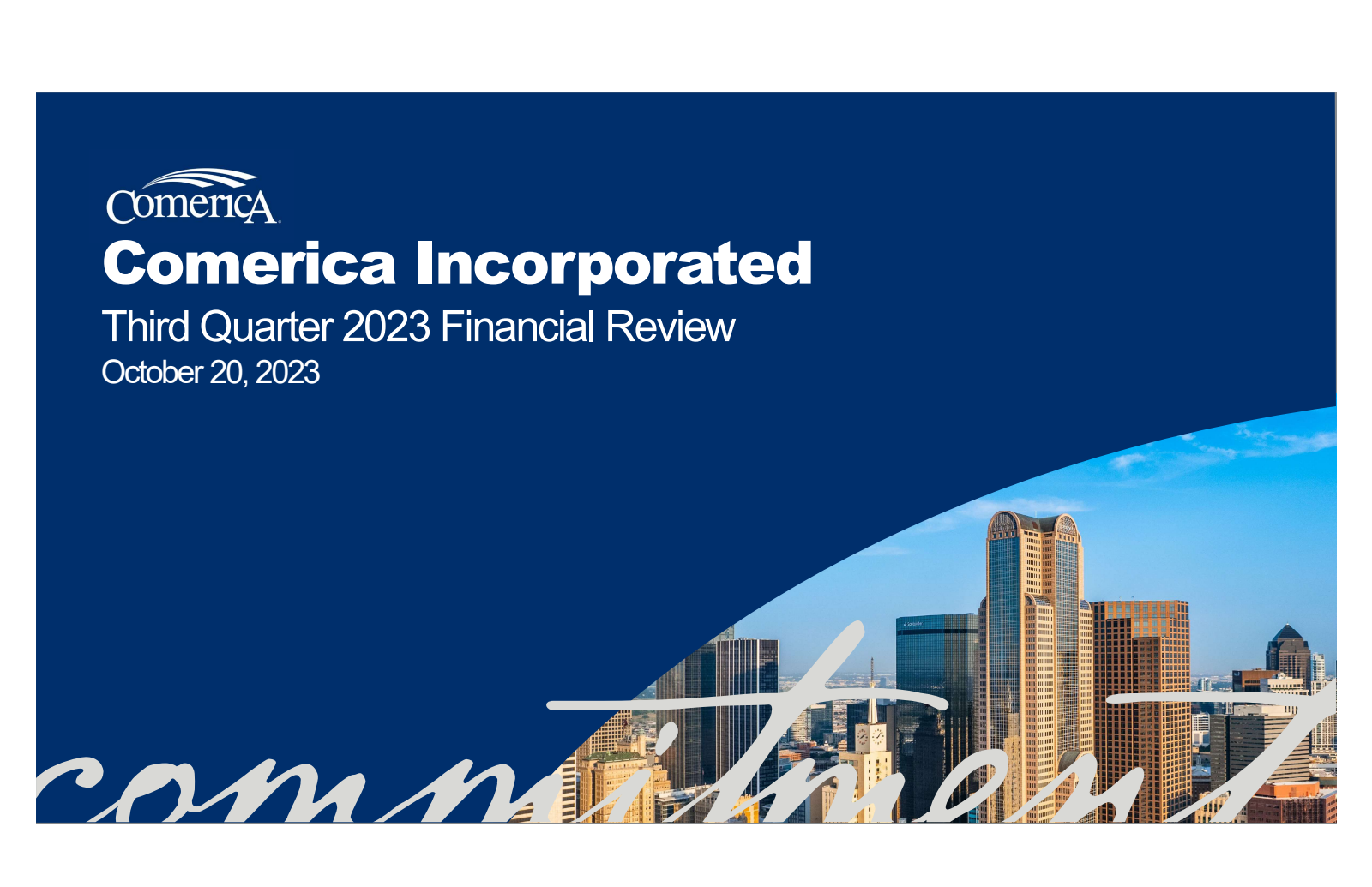 Comerica's Q3 2023 Slide Deck