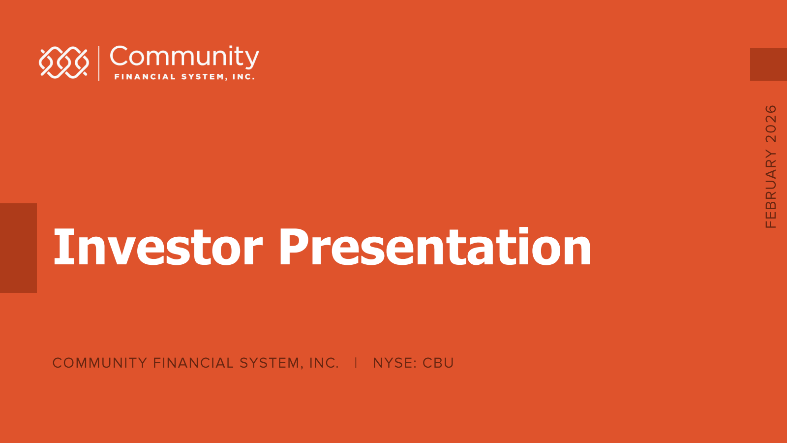 Community Financial System's Q4 2025 Slide Deck