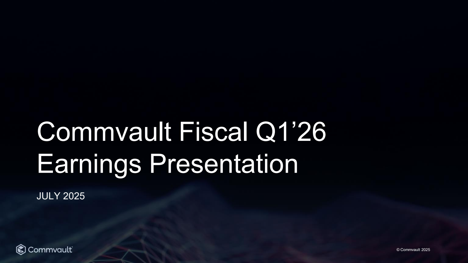 CommVault Systems' Q1 2026 Slide Deck