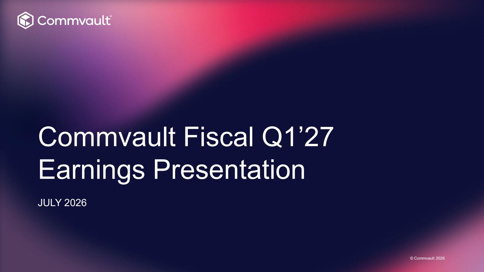 CommVault Systems' Q1 2027 Slide Deck