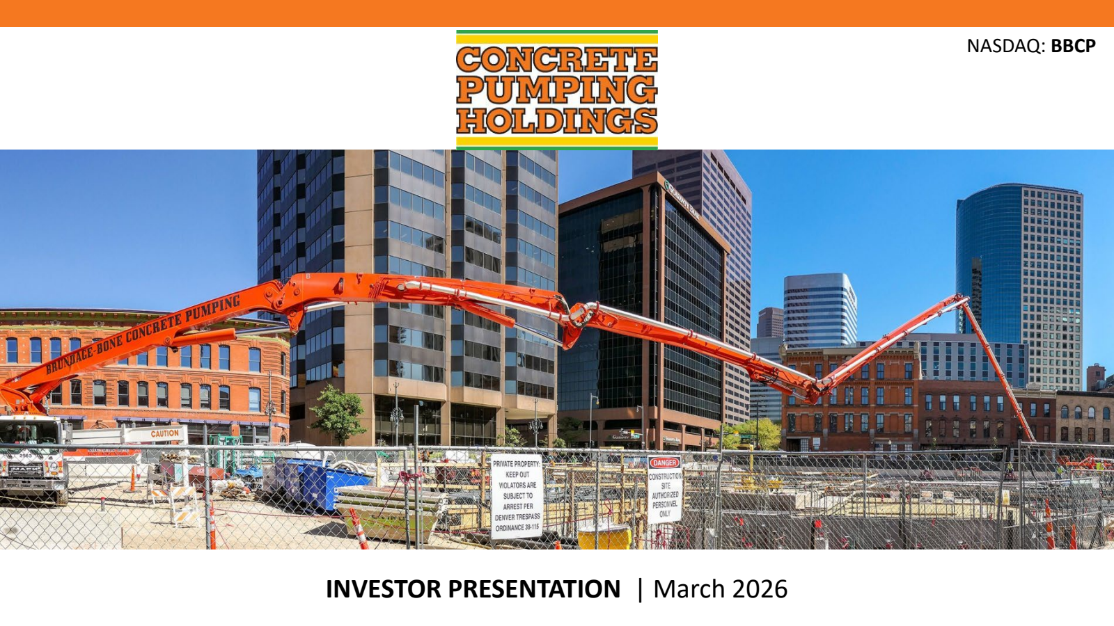 Concrete Pumping's Q1 2026 Slide Deck