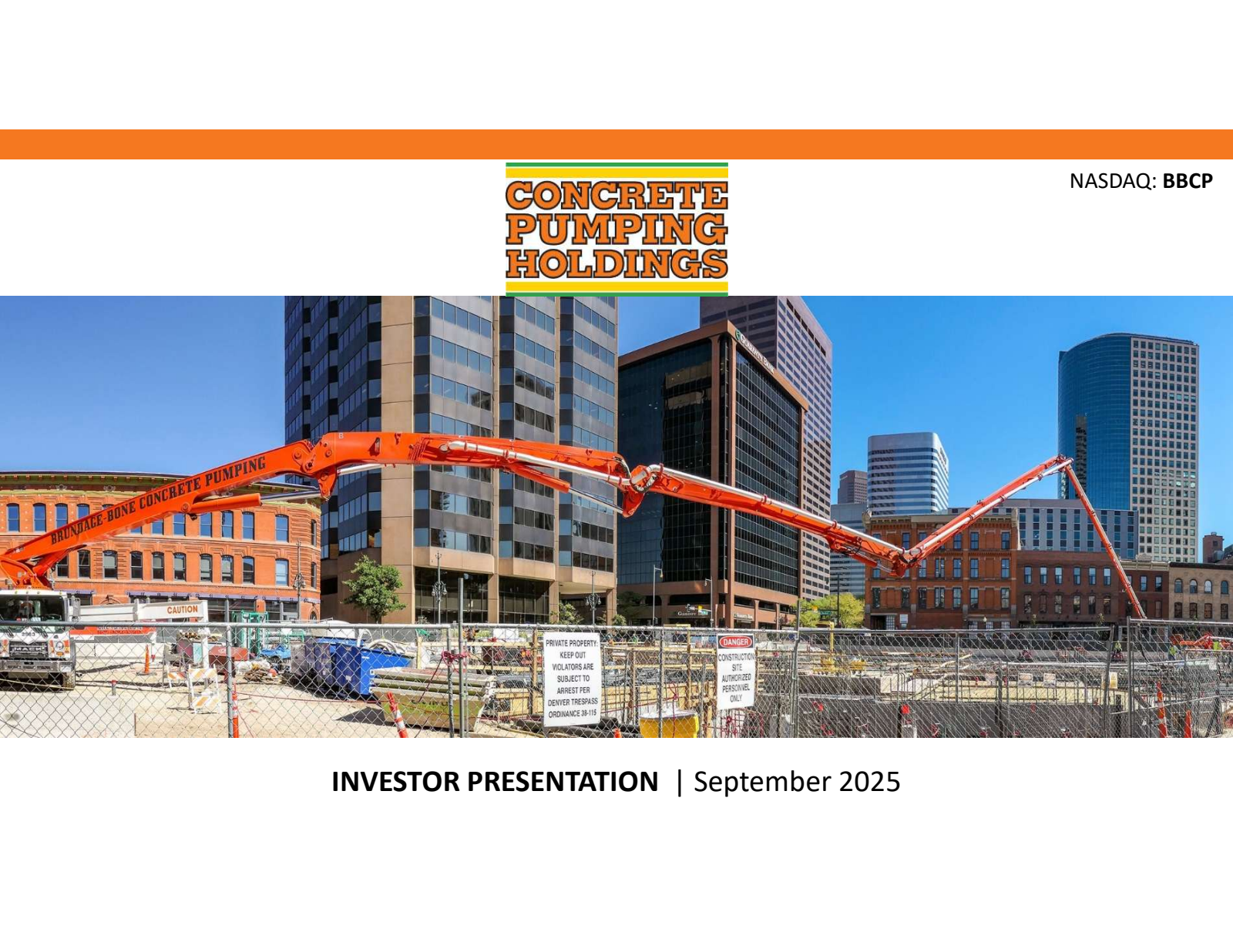 Concrete Pumping's Q3 2025 Slide Deck