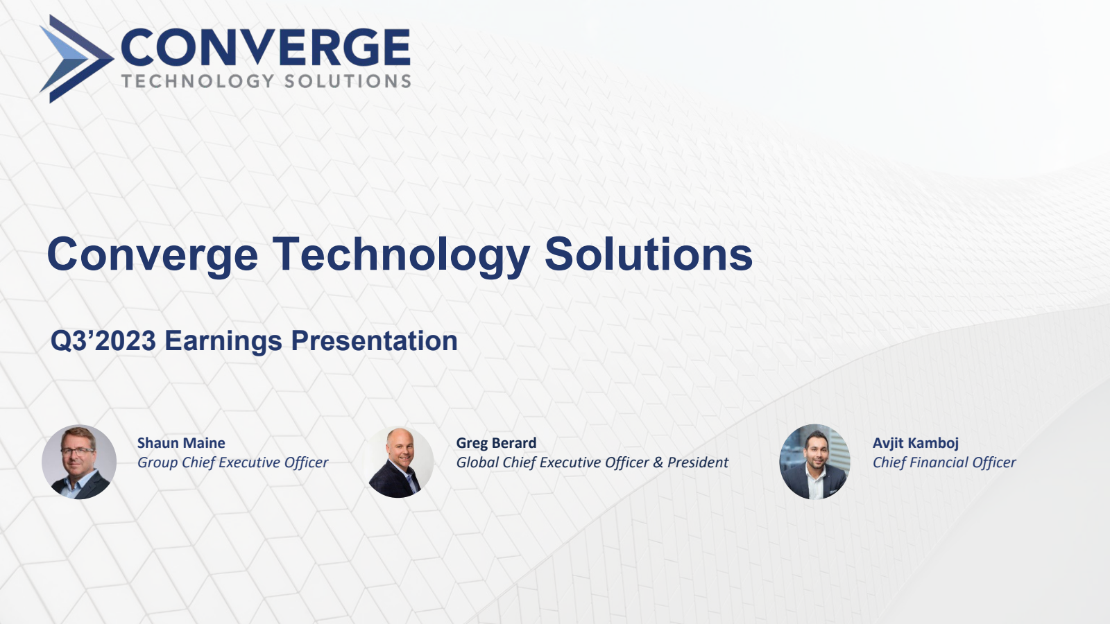 Converge Technology Solutions' Q3 2023 Slide Deck