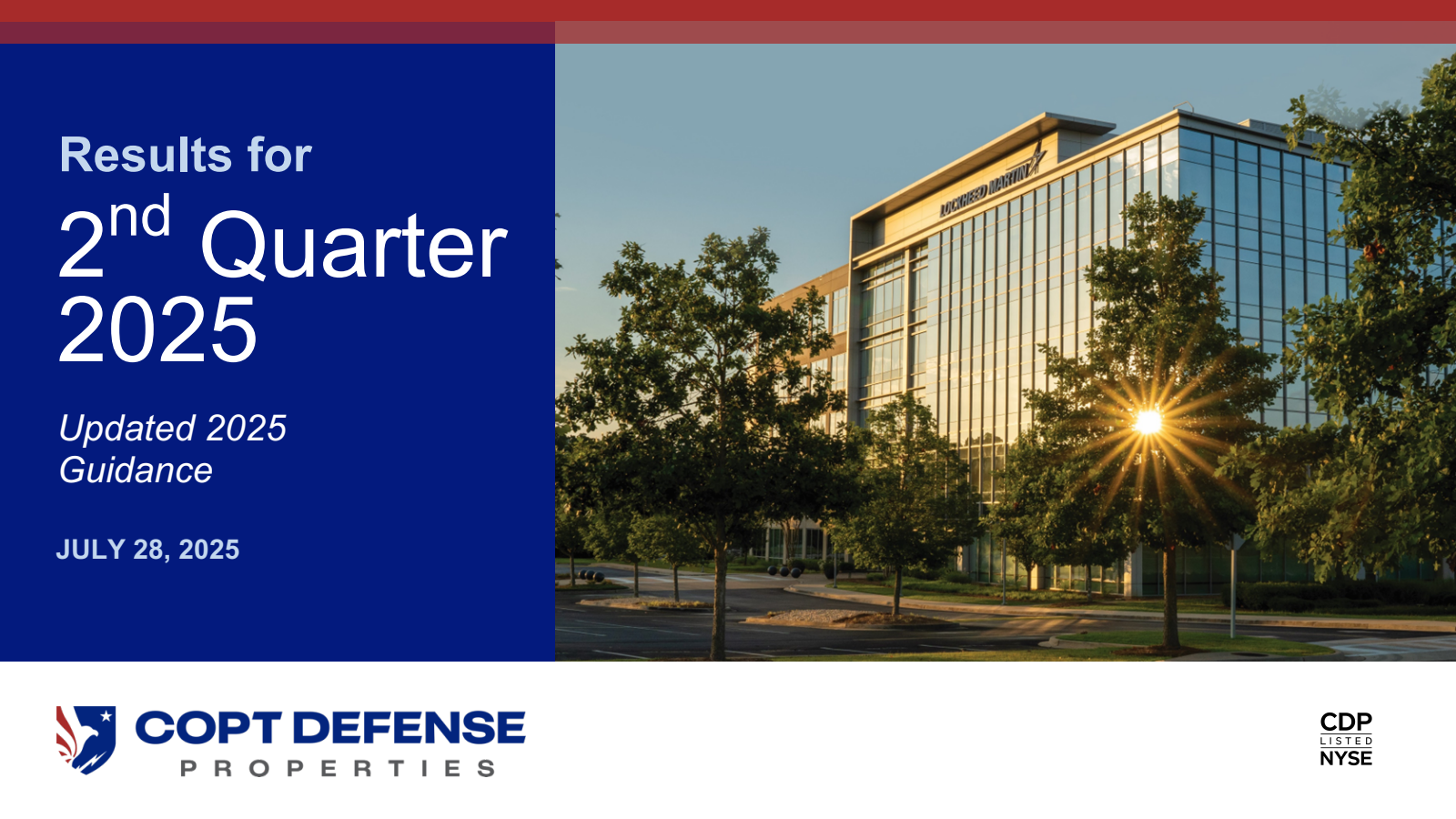 COPT Defense Properties' Q2 2025 Slide Deck