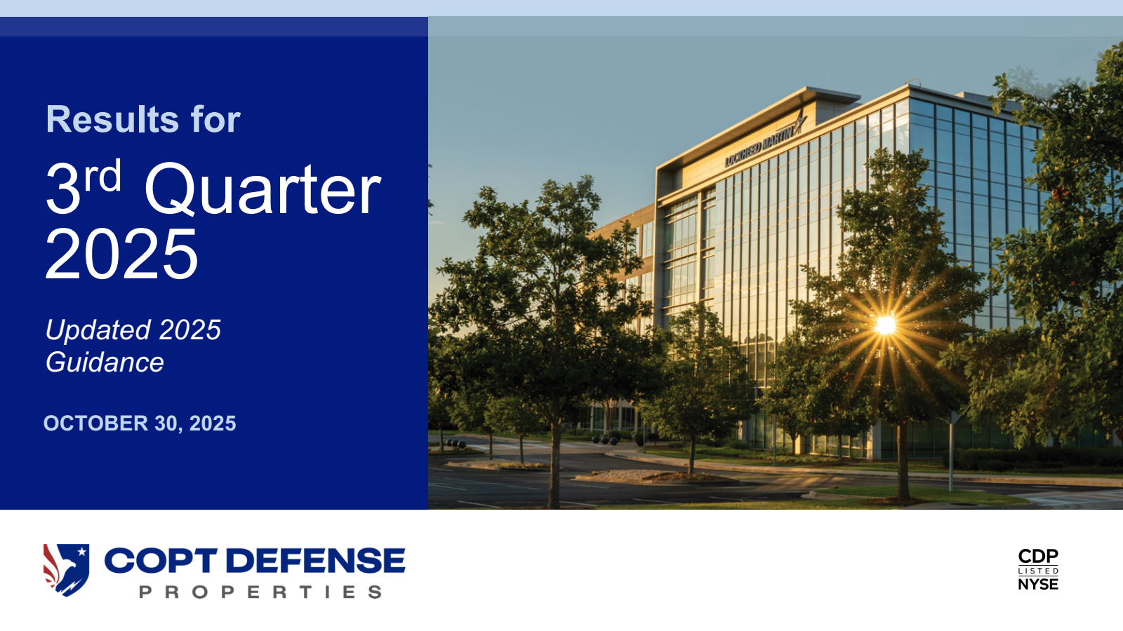 COPT Defense Properties' Q3 2025 Slide Deck