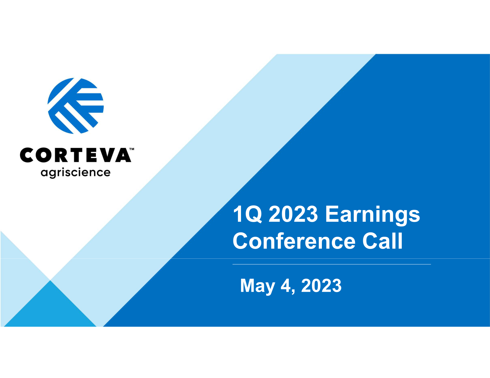 Corteva's Q1 2023 Slide Deck