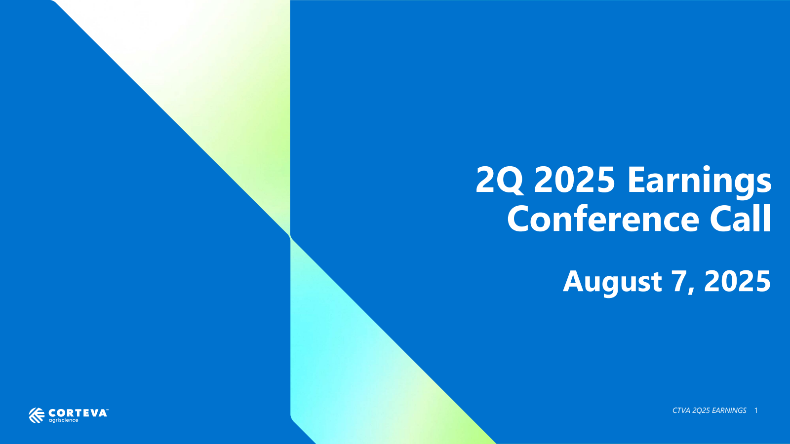 Corteva's Q2 2025 Slide Deck
