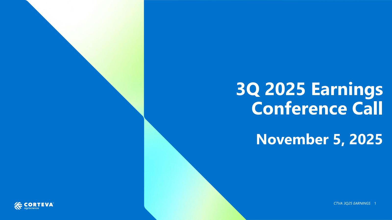Corteva's Q3 2025 Slide Deck