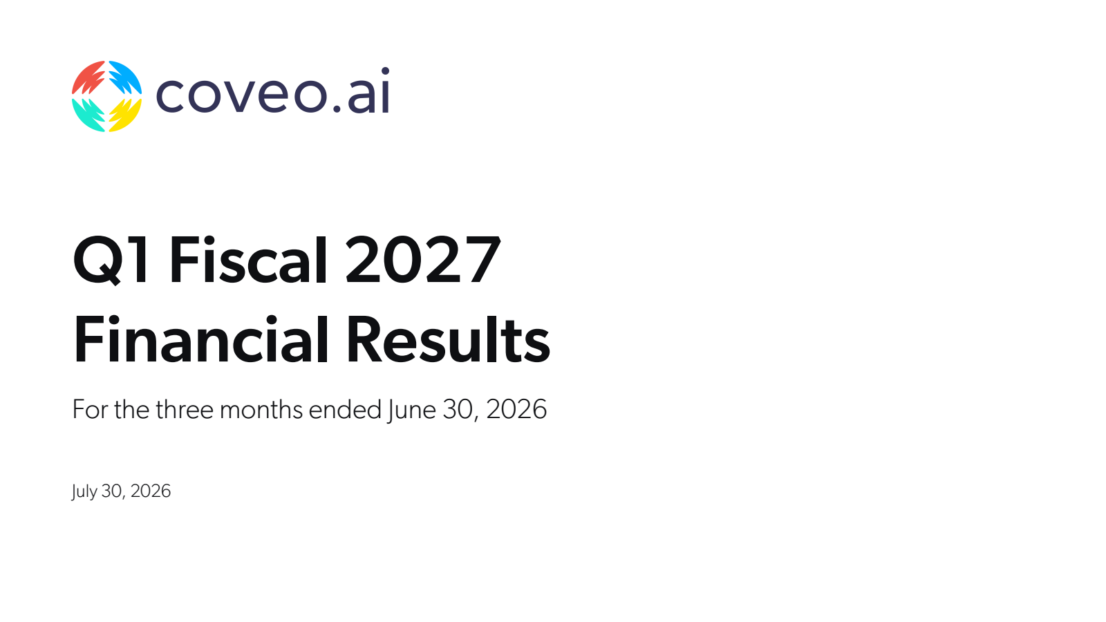 Coveo Solutions' Q1 2027 Slide Deck