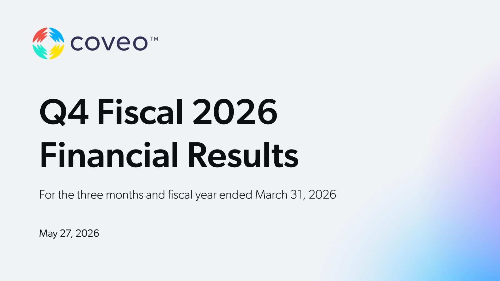 Coveo Solutions' Q4 2026 Slide Deck