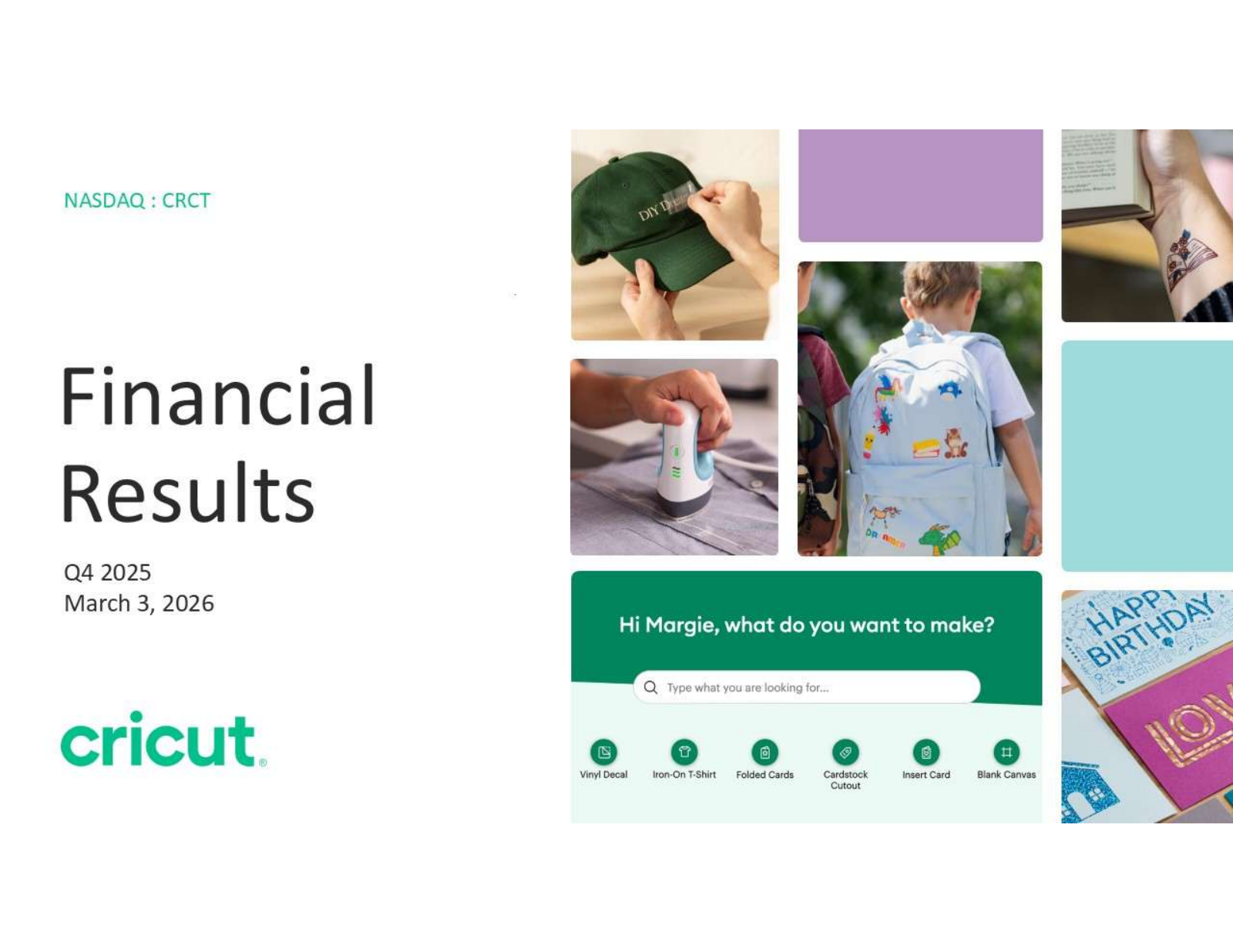 Cricut's Q4 2025 Slide Deck