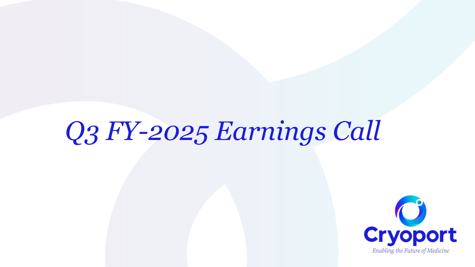 CryoPort's Q3 2025 Slide Deck