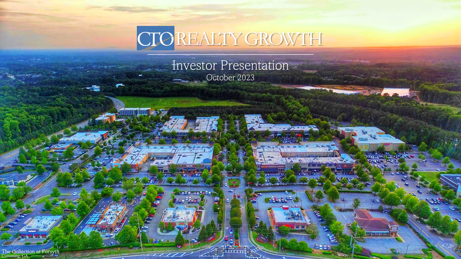 CTO Realty Growth's Q3 2023 Slide Deck