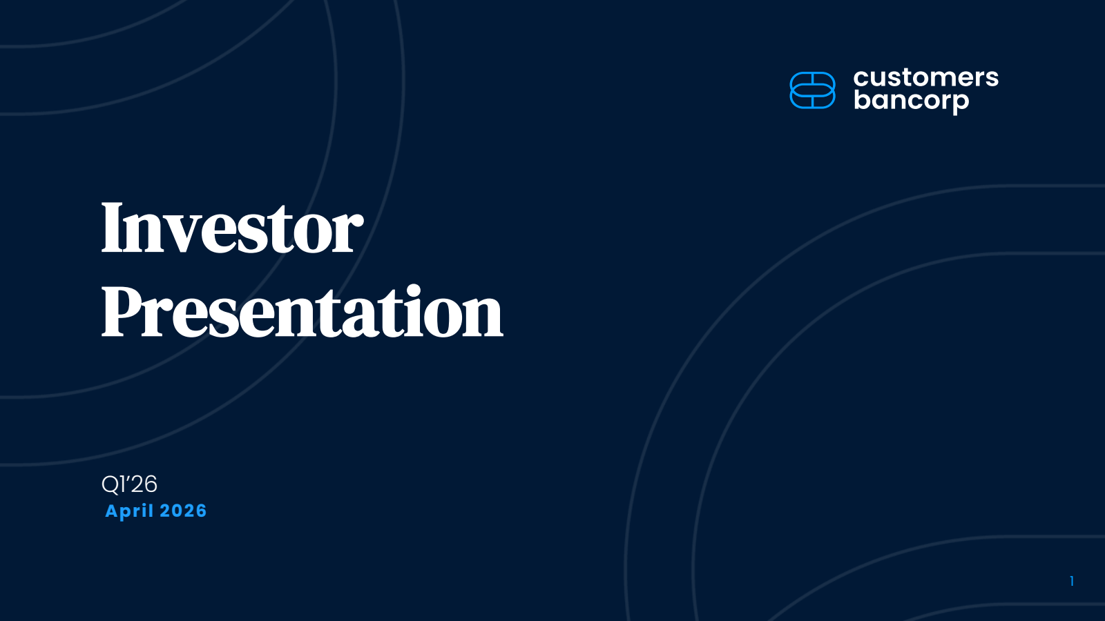 Customers Bancorp's Q1 2026 Slide Deck