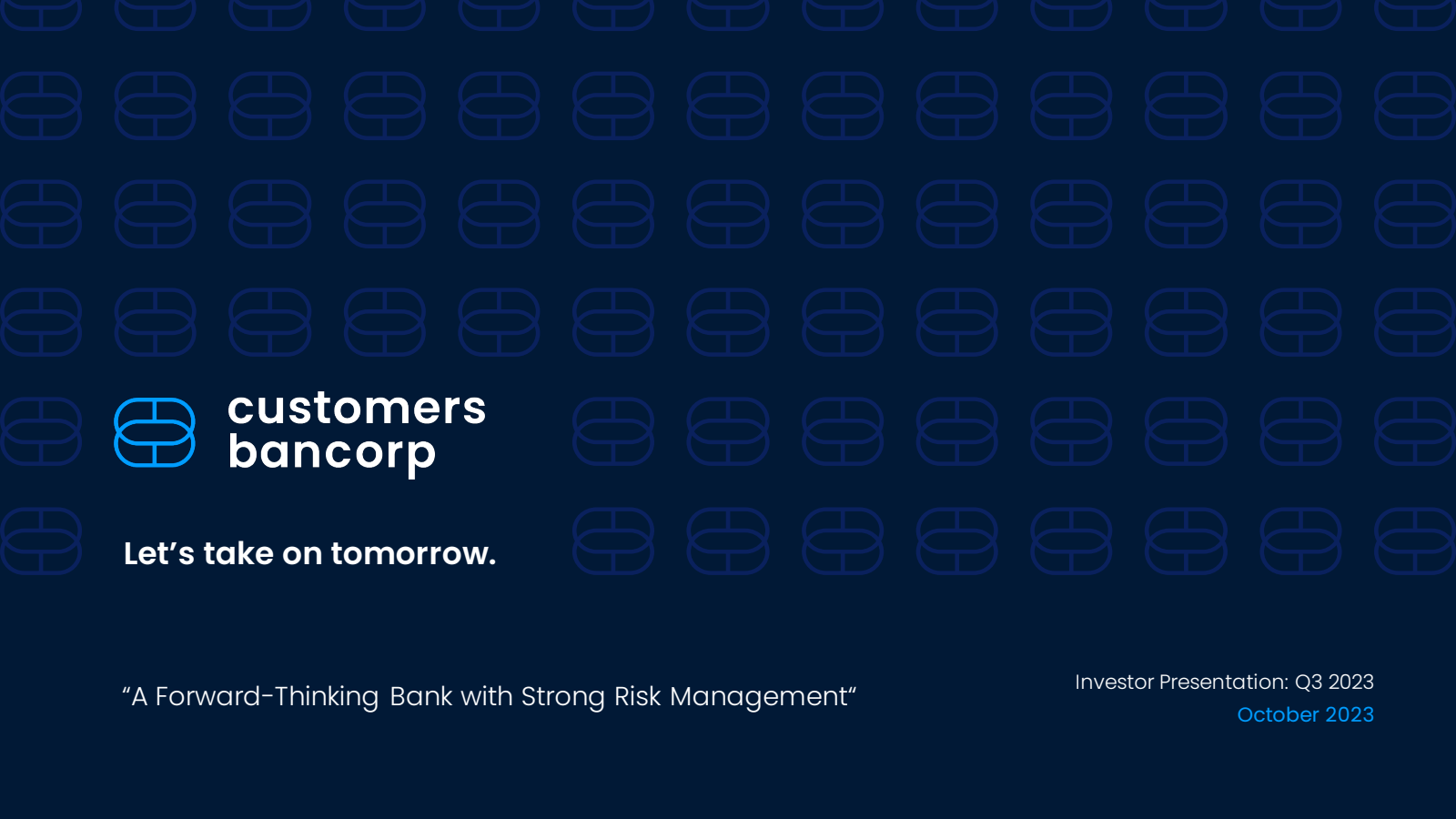 Customers Bancorp's Q3 2023 Slide Deck