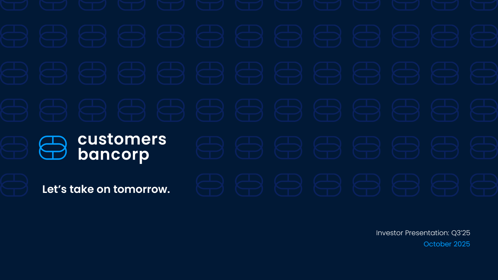 Customers Bancorp's Q3 2025 Slide Deck