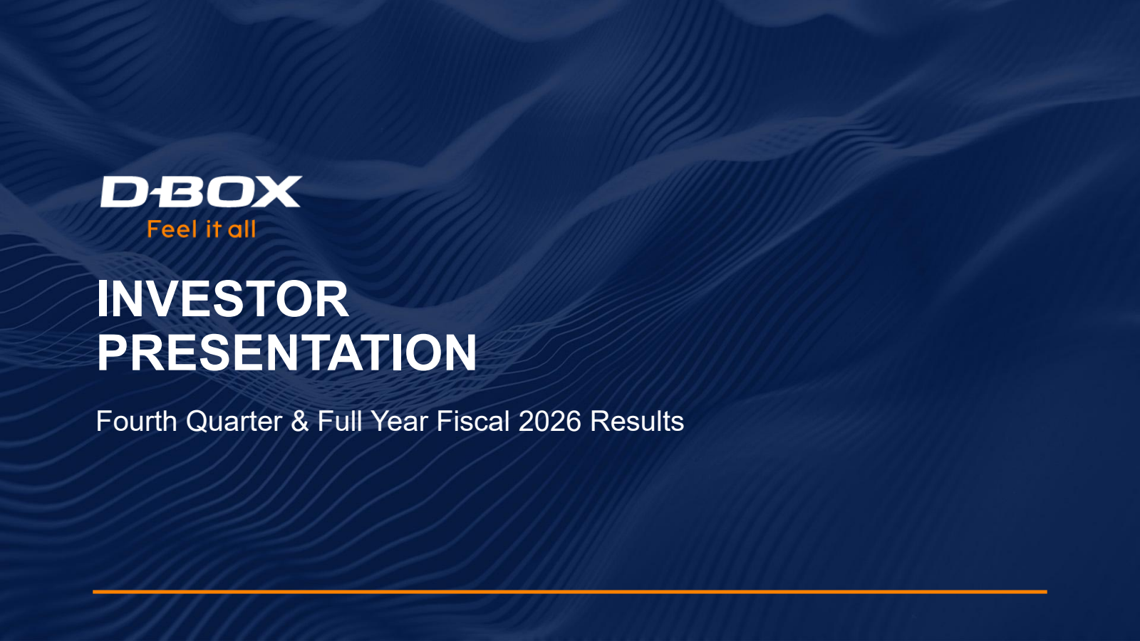 D-BOX Technologies' Q4 2026 Slide Deck