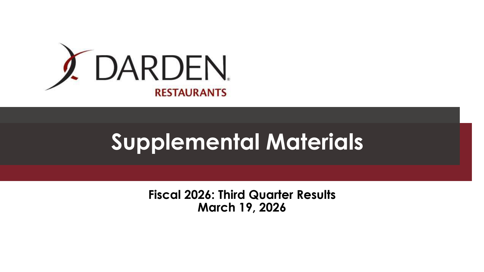 Darden Restaurants' Q3 2026 Slide Deck