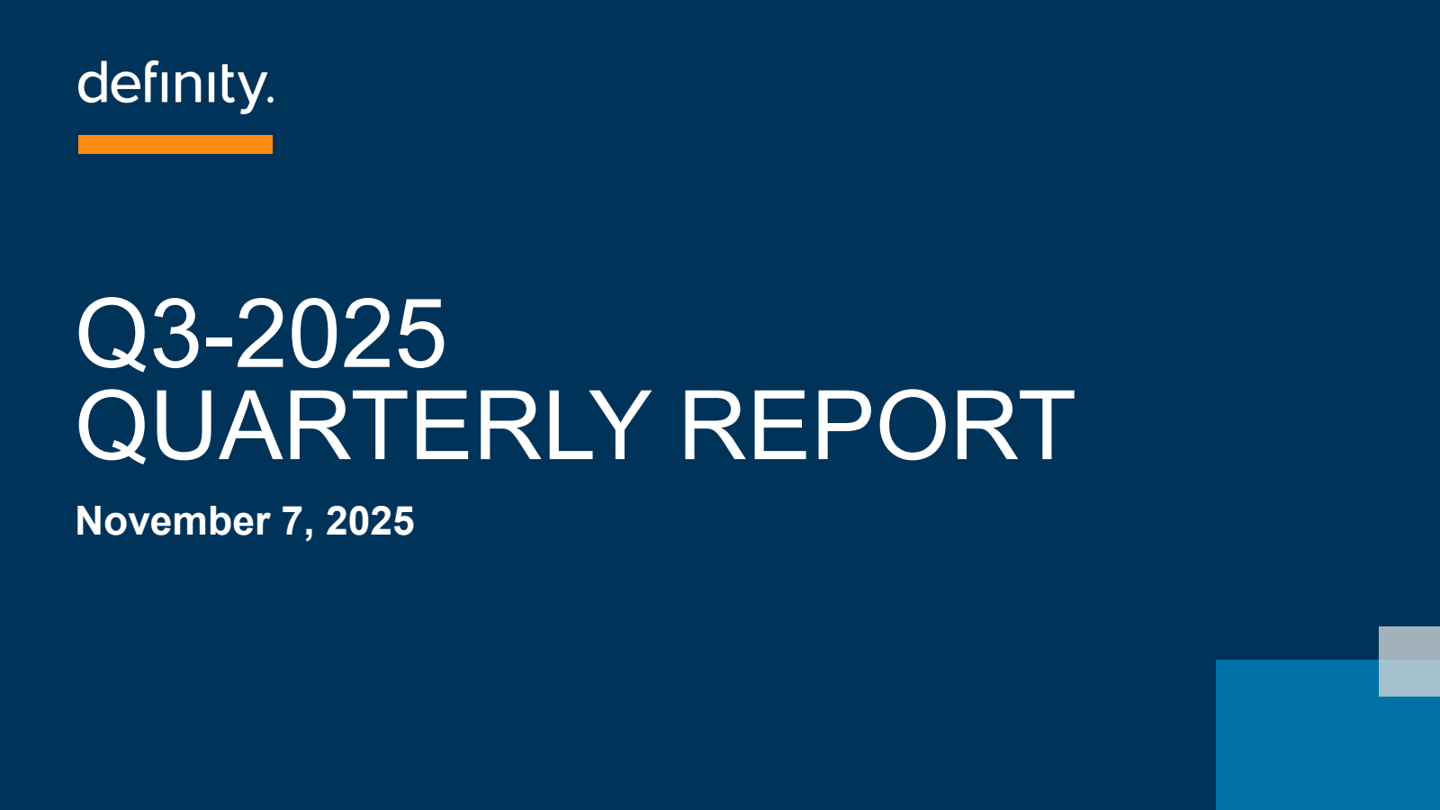 Definity Financial's Q3 2025 Slide Deck