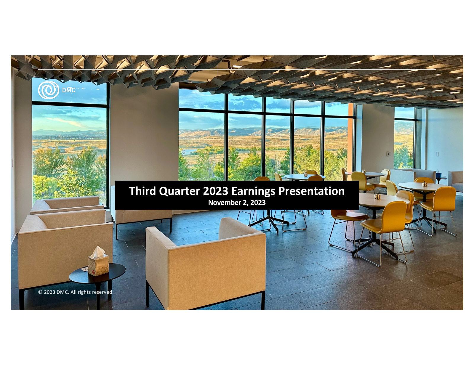 DMC Global's Q3 2023 Slide Deck