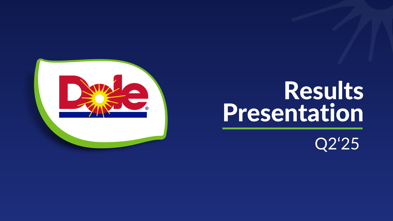 Dole's Q2 2025 Slide Deck