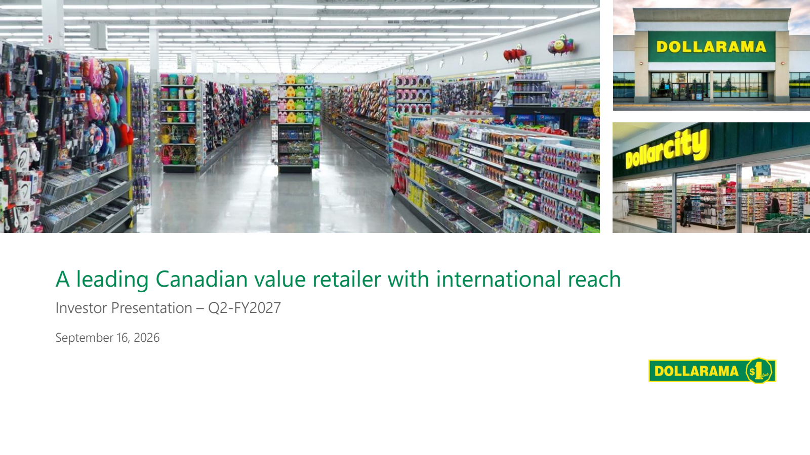 Dollarama's Q2 2027 Slide Deck