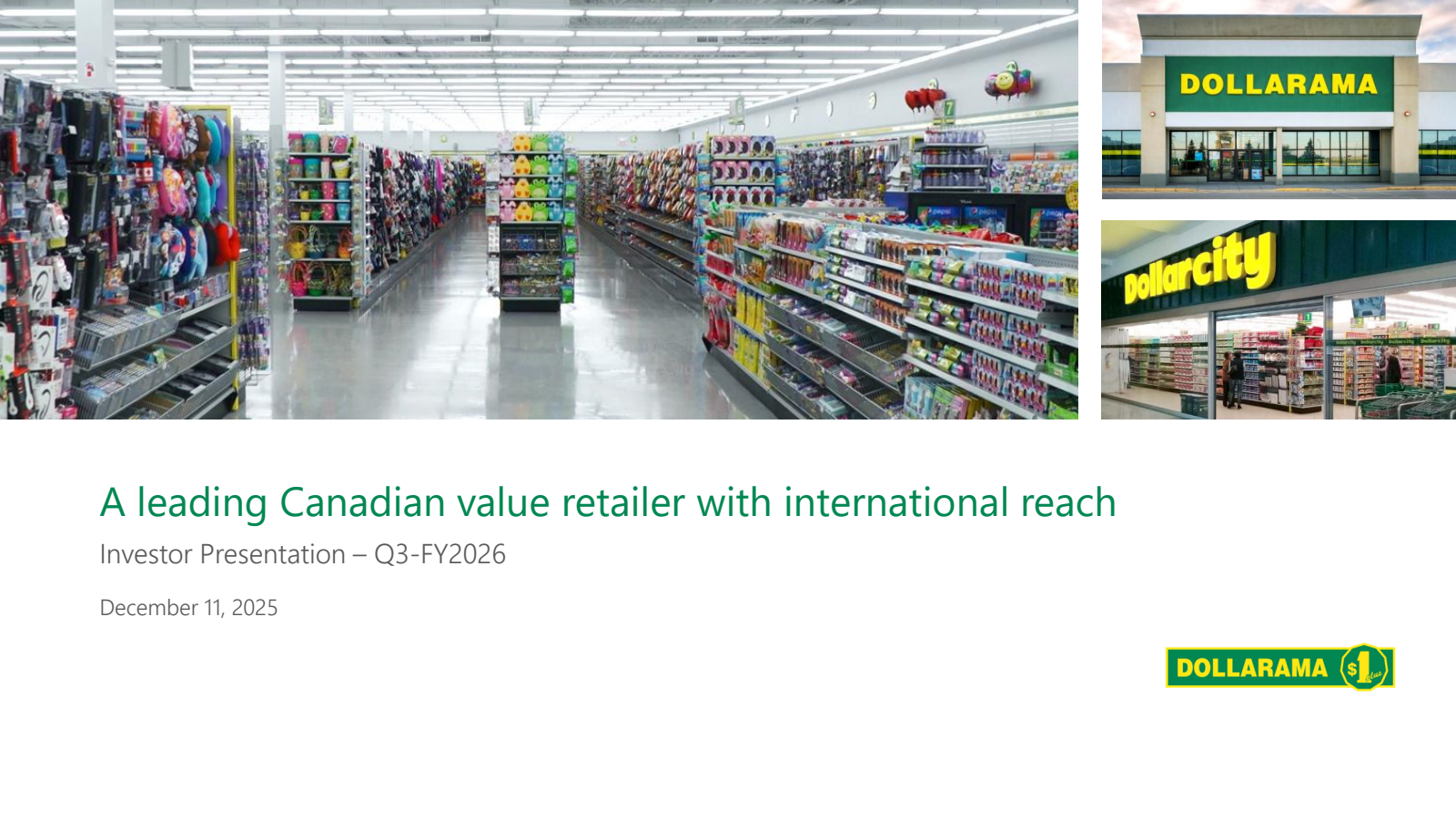 Dollarama's Q3 2026 Slide Deck