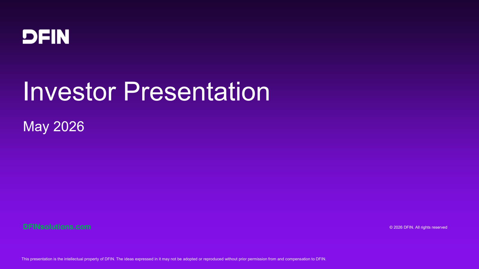 Donnelley Financial Solutions' Q1 2026 Slide Deck