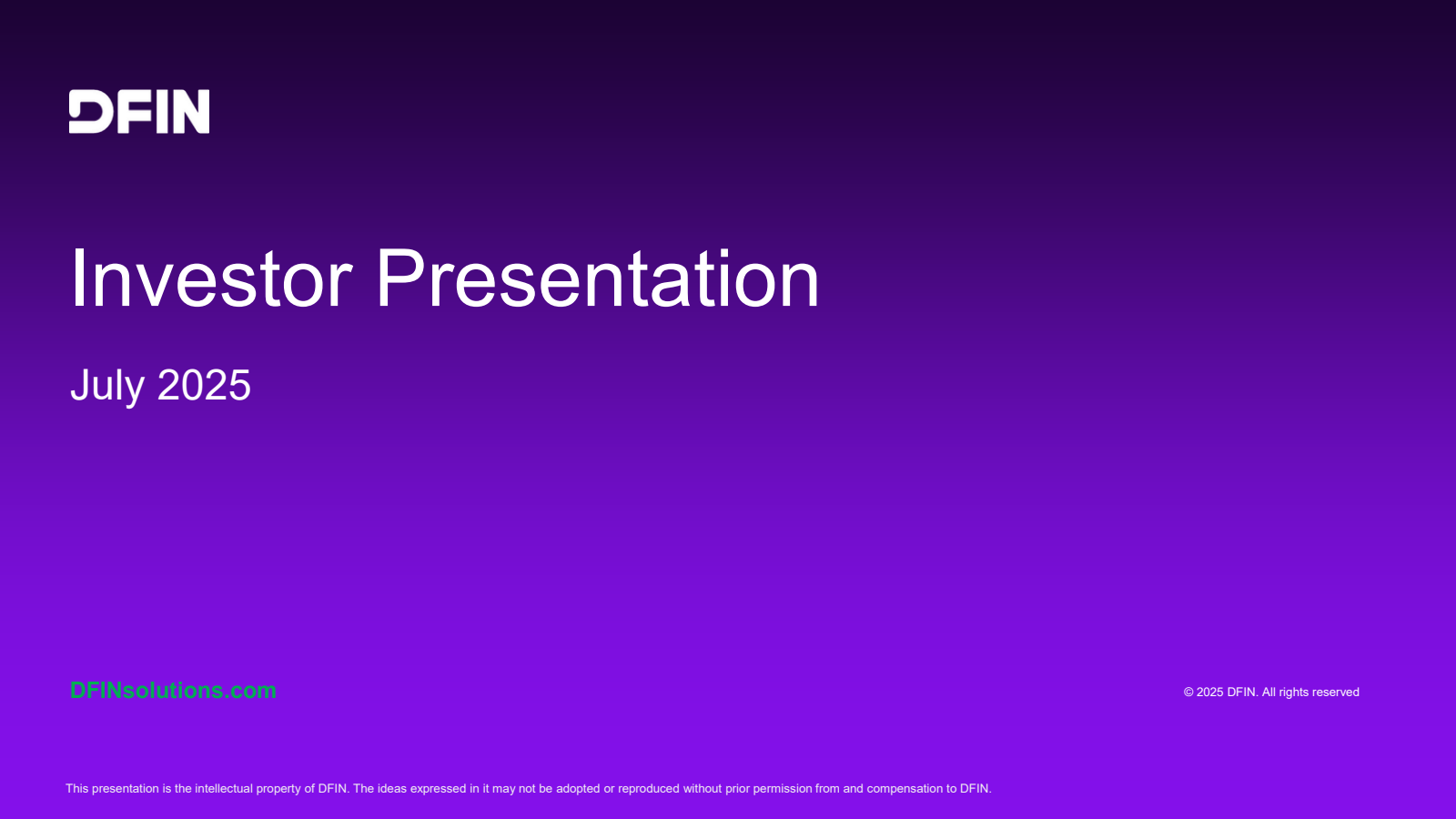 Donnelley Financial Solutions' Q2 2025 Slide Deck