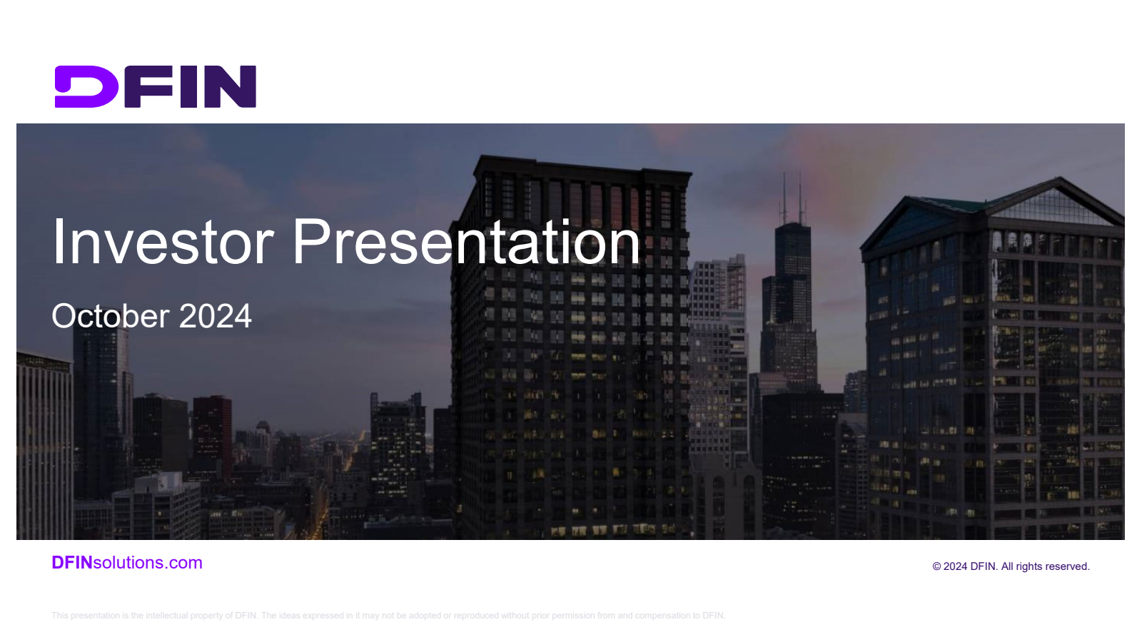 Donnelley Financial Solutions' Q3 2024 Slide Deck