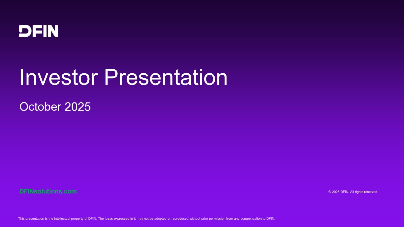 Donnelley Financial Solutions' Q3 2025 Slide Deck