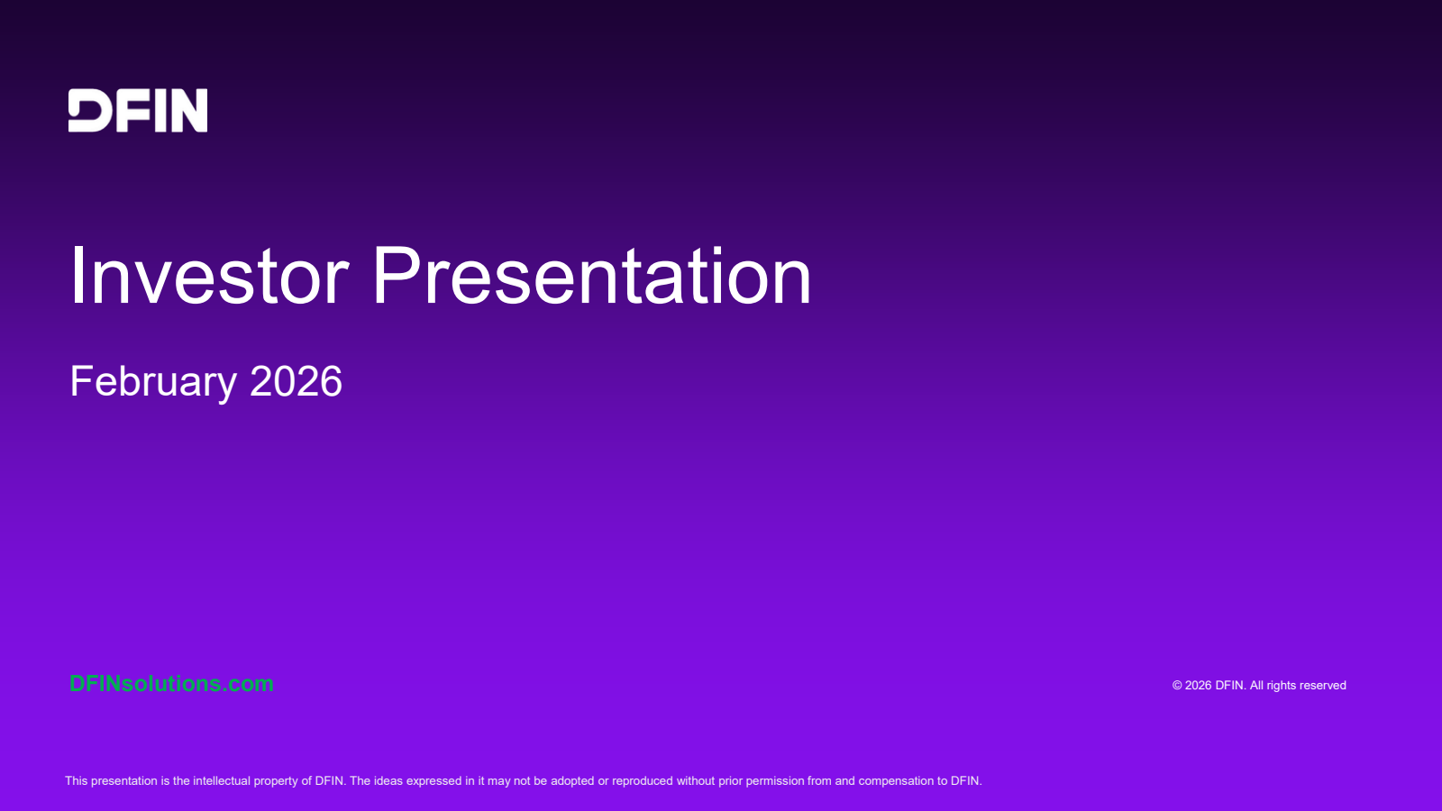 Donnelley Financial Solutions' Q4 2025 Slide Deck