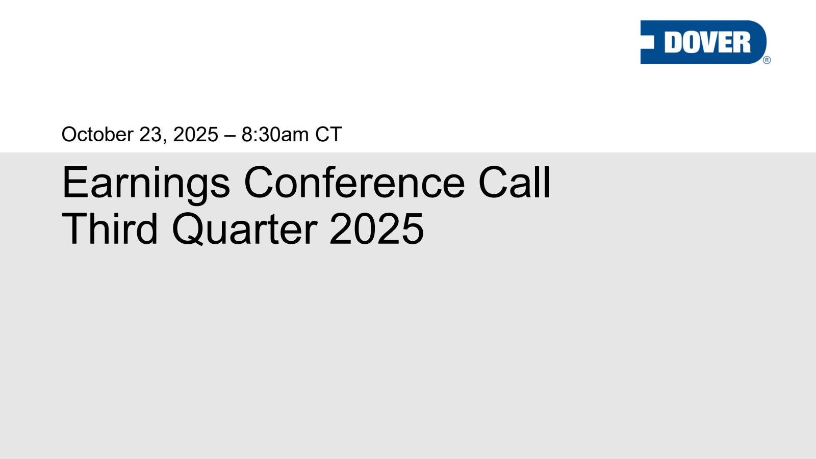 Dover's Q3 2025 Slide Deck