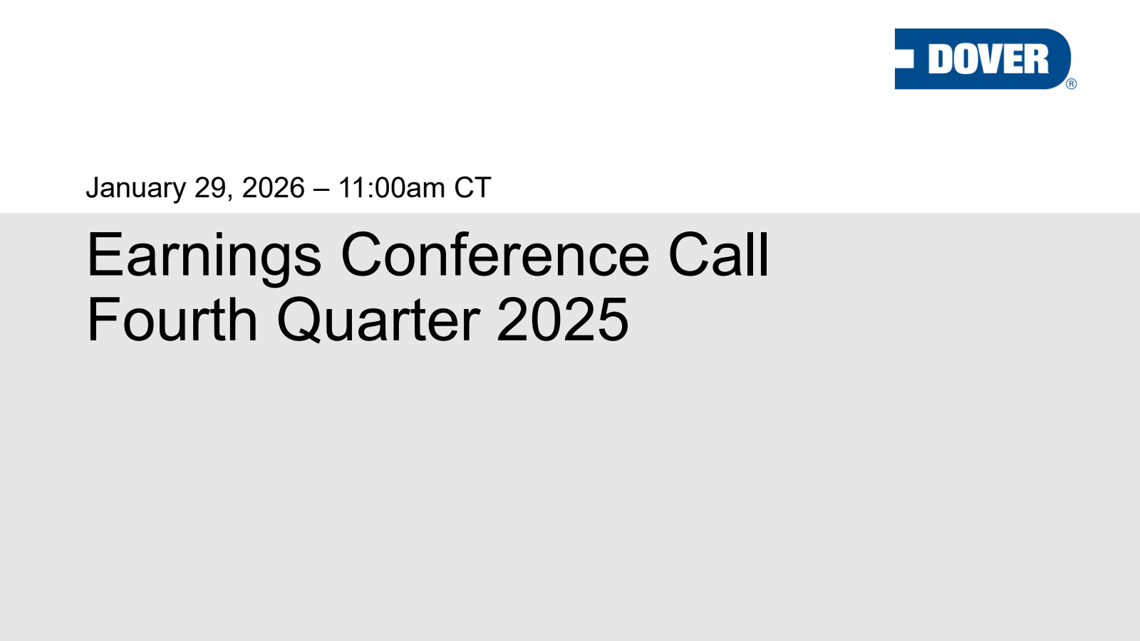 Dover's Q4 2025 Slide Deck