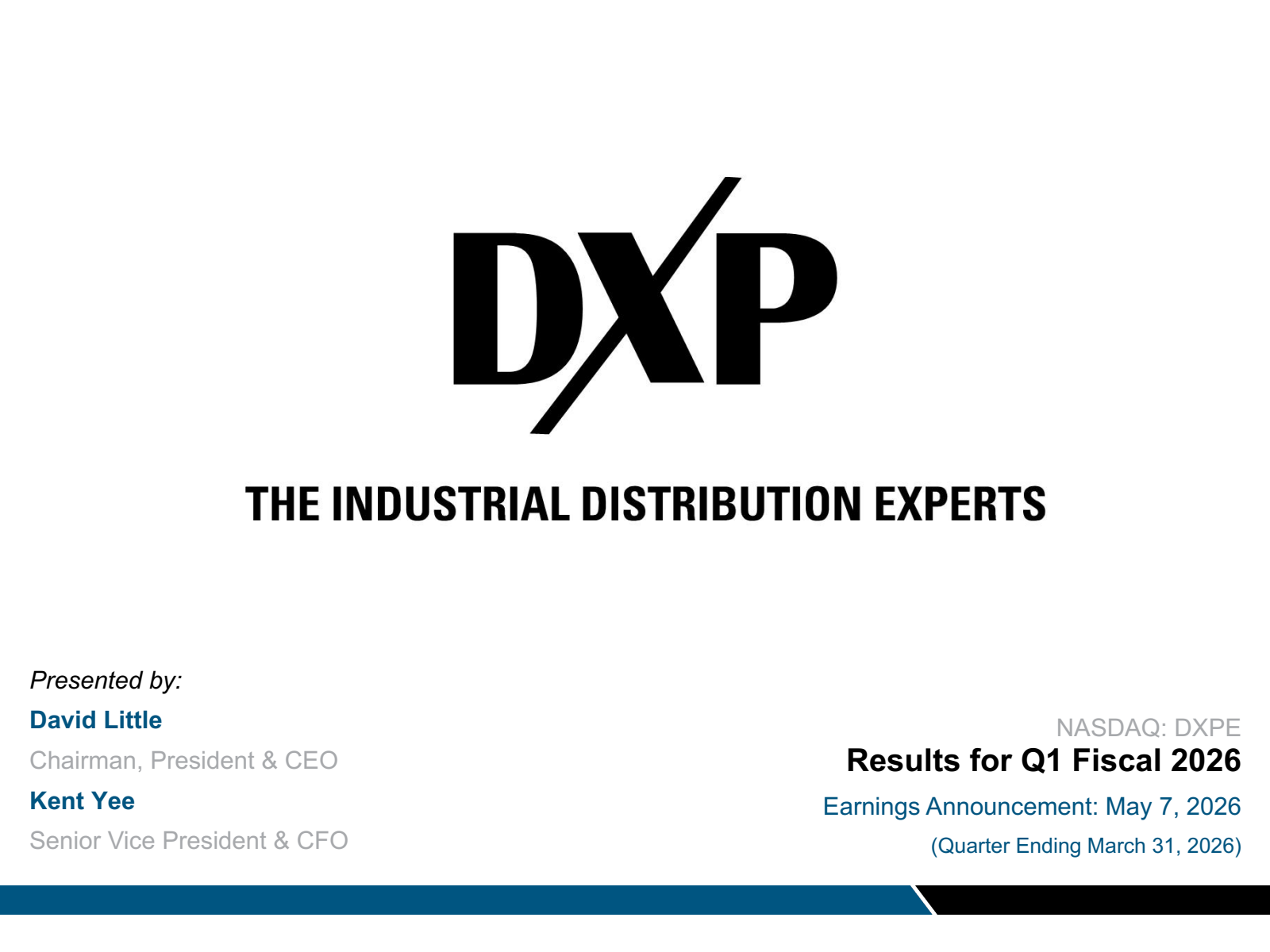 DXP Enterprises' Q1 2026 Slide Deck