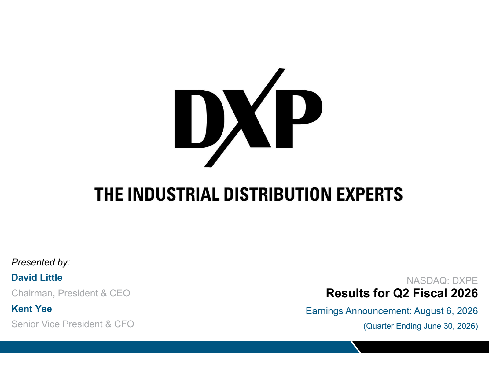 DXP Enterprises' Q2 2026 Slide Deck