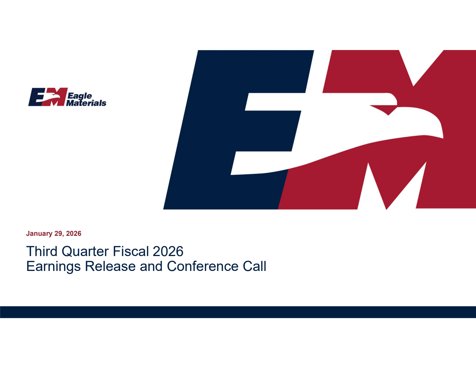 Eagle Materials' Q3 2026 Slide Deck