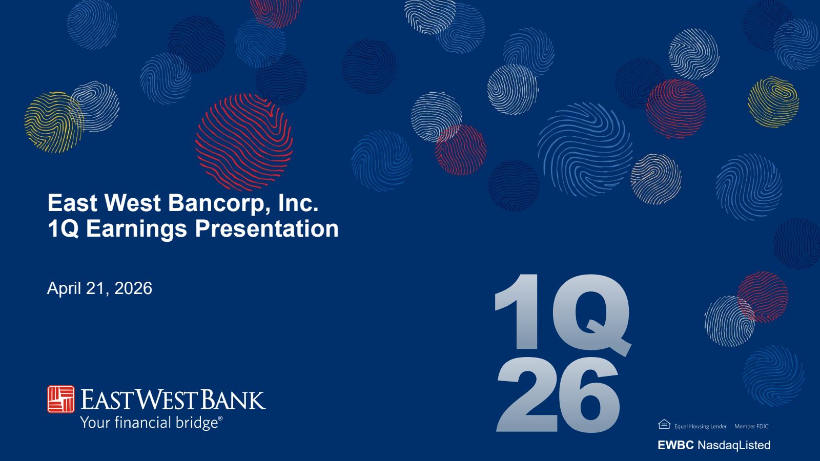 East West Bancorp's Q1 2026 Slide Deck