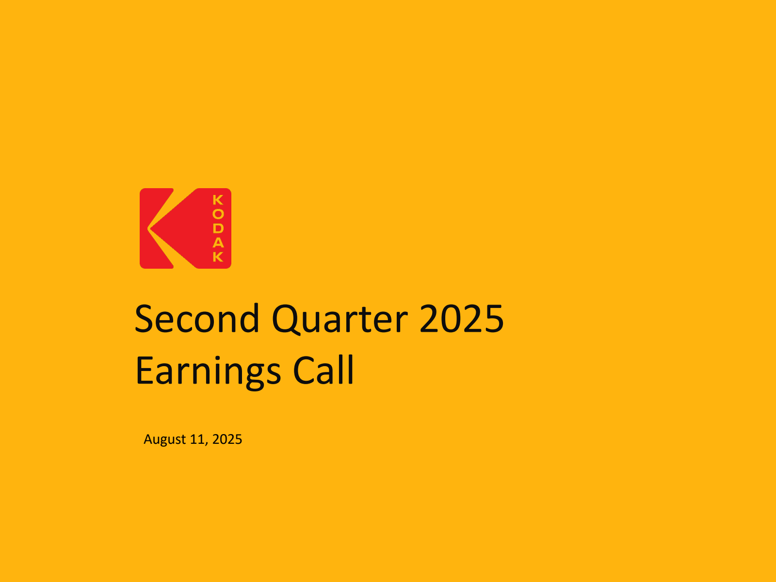 Eastman Kodak's Q2 2025 Slide Deck