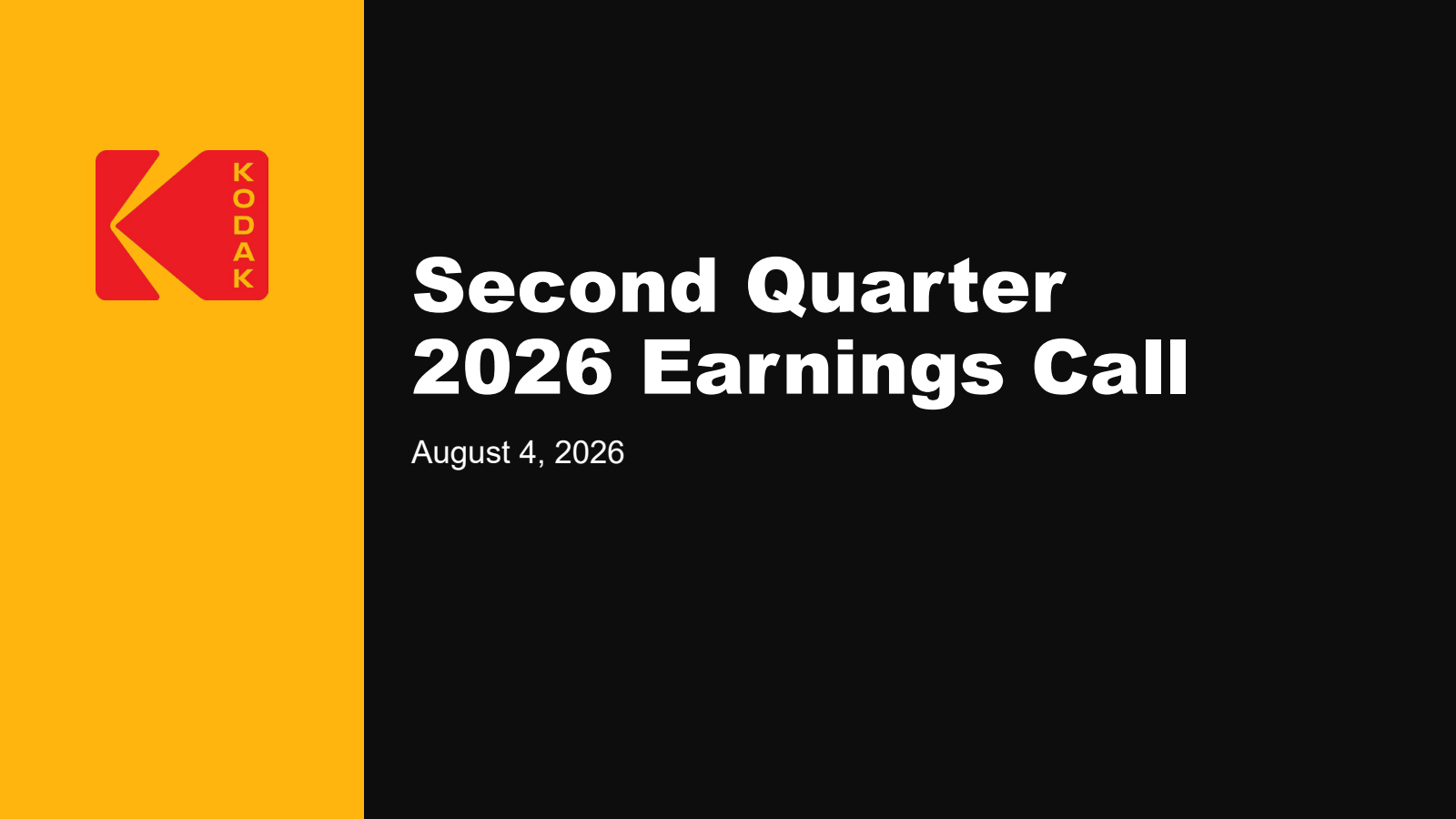 Eastman Kodak's Q2 2026 Slide Deck