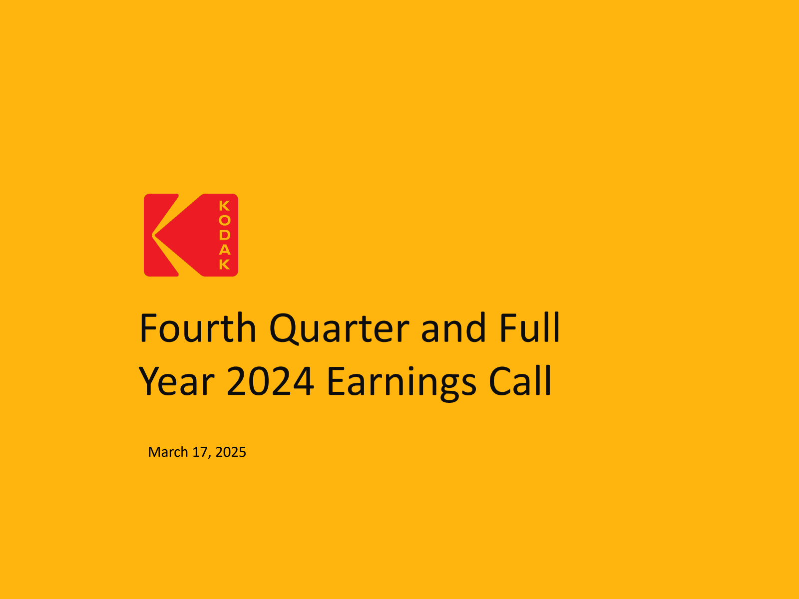 Eastman Kodak's Q4 2024 Slide Deck
