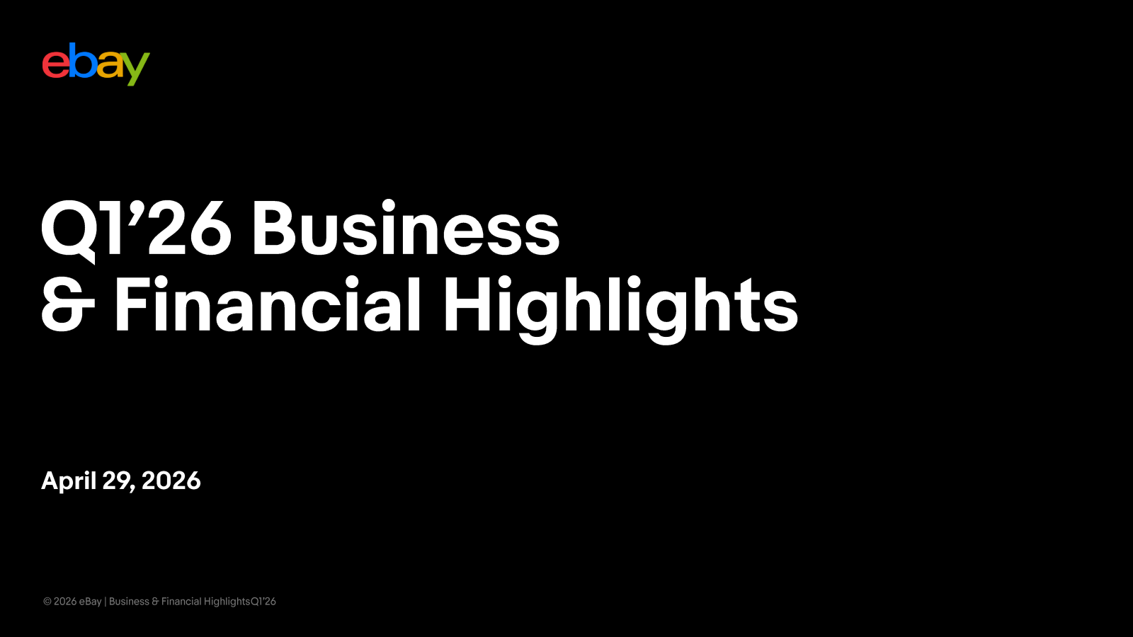 eBay's Q1 2026 Slide Deck