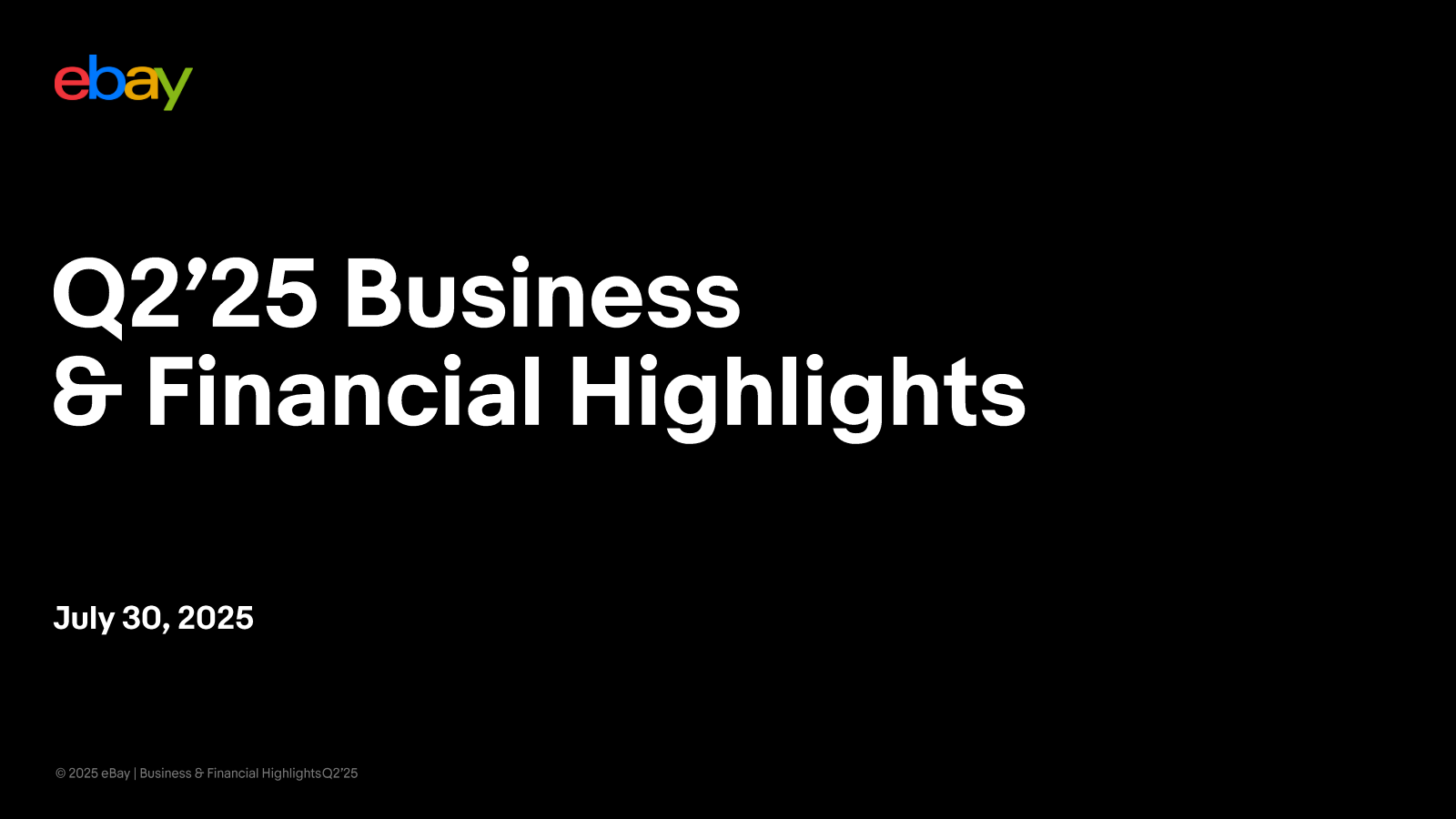 eBay's Q2 2025 Slide Deck