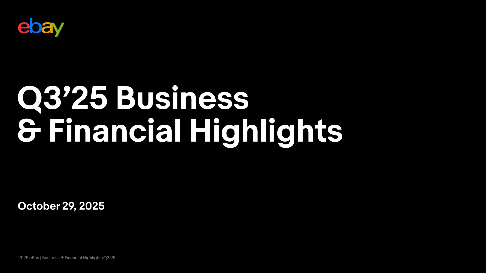 eBay's Q3 2025 Slide Deck