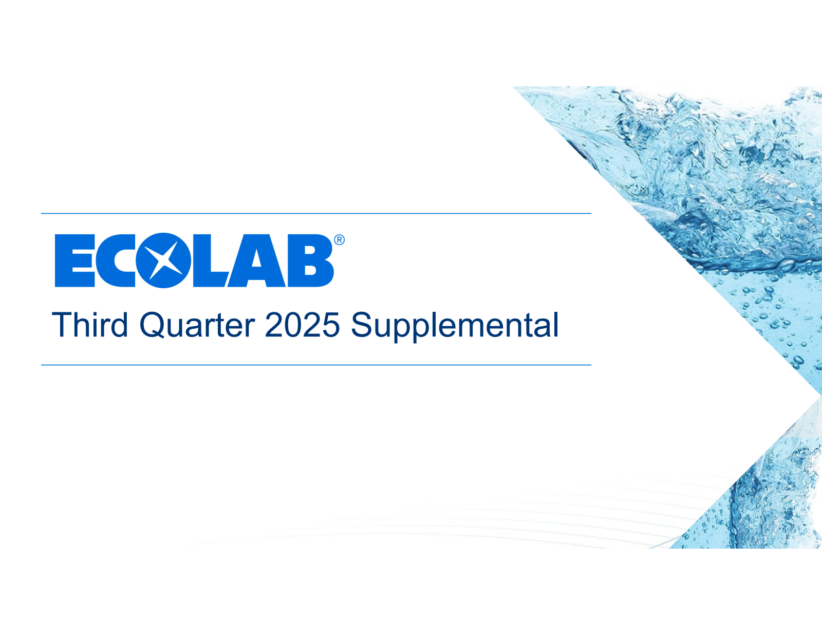 Ecolab's Q3 2025 Slide Deck